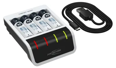 Produktbild von ANSMANN Akku Ladegerät für 4x AAA AA Akkus, inkl. 4x AA 2100mAh