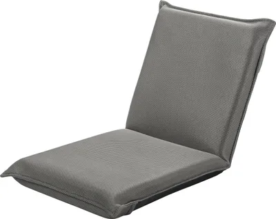 A grey padded floor chair with an adjustable backrest is shown against a white background.