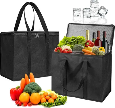 Produktbild von 2er Pack Kühltasche 30L Große Kühltasche Faltbare Picknicktasche Isoliertasche Thermotasche für Büro Arbeit Outdoor Reise Kühltasche Große Kühltasche für Essenstransport