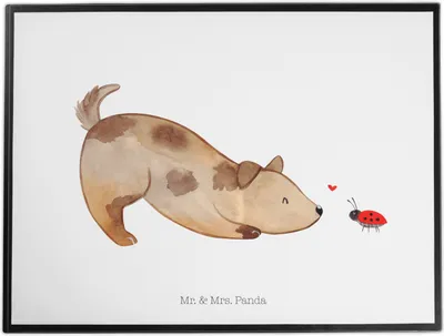 Produktbild von Mr. & Mrs. Panda Schreibunterlage Hund Marienkäfer - Weiß - Geschenk, Sprüche, Mischlinghund, Neugierig, schreibtischauflagen, schreibtischunterlage, Mischlingshund
