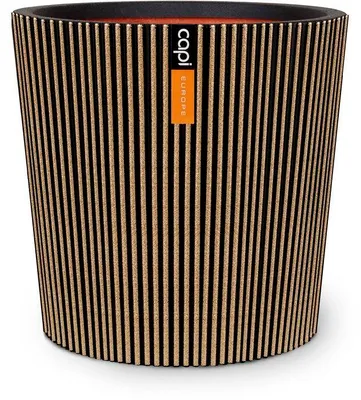 Image de Vase, CAPI EUROPE Groove NL, 36 x 34 cm, noir/or, conique