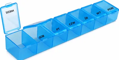 Zdjęcie produktu dla PAKO Organizer Pojemnik Na Leki 7 Dni Niebieski 15x3x2cm