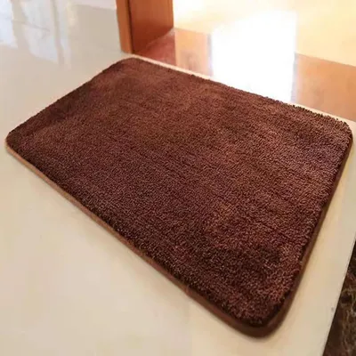 Image de Tapis de bain antidérapant, absorbant, doux et moelleux, de couleur marron, dimensions 50 x 80 cm