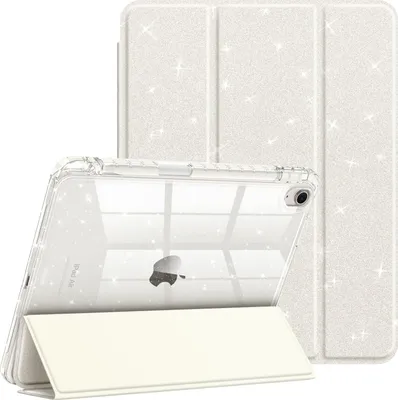 Produktbild von Fintie Glitzer Hülle für iPad Air 11 Zoll (M4/M3/M2, 2026/2025/2024), iPad Air 5./4. Gen (2022/2020) 10,9", dünne stoßfeste Schutzhülle mit Stifthalter, glänzend durchsichtiger Rückseite, Starlight