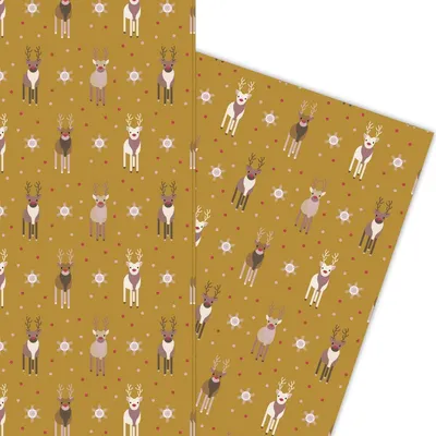 Produktbild von Süßes Rudolf Rentier Weihnachts Geschenkpapier auf beige - G5964, 32 x 48cm