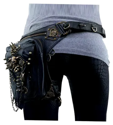 Produktbild von Retro Crossbody Bag Vintage Steampunk Waist Pack Motorrad Bein Geldbörse Umhängetasche für Frauen Steampunk Waist Bag