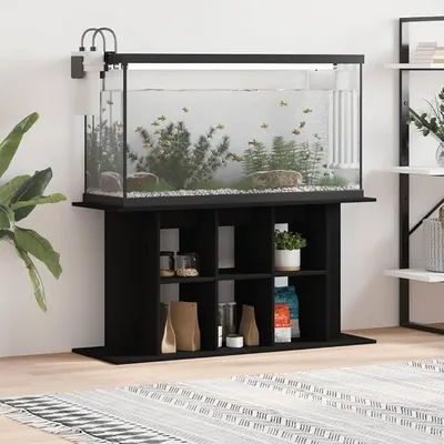 Productafbeelding van Aquariumstandaard, zwart, 120x40x60 cm, van houtvezel. Aquariumonderkast, aquariumkast, aquariummeubel, aquariumtafel, aquariumstandaarden