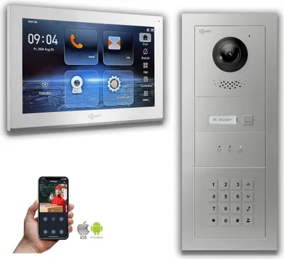 Produktbild von Goliath IP Video Türsprechanlage mit Kamera 10-Zoll Zahlencode Anzeige Silber  : Unterputzdose : 10 Zoll in Weiß : 1 Monitor Anzahl: 1 Monitor Farbe: 10 Zoll in Weiß Montage: Unterputzdose