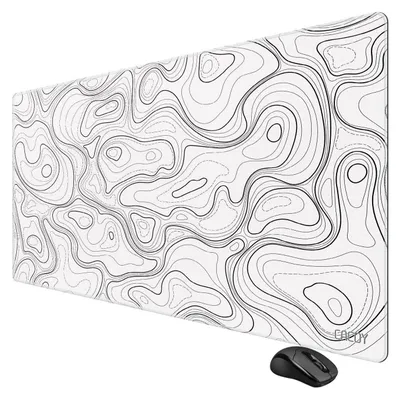 Produktbild von Gaming Mauspad 1200x600 mm Weiß Topografisch Schreibtischunterlage Rutschfest Wasserabweisend