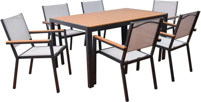Zdjęcie produktu dla HOME DELUXE ogrodowa grupa wypoczynkowa CANTOS SEDIA 150 x 90 cm - w tym 6 krzeseł |meble ogrodowe, meble wypoczynkowe, stół aluminiowy, stół balkonowy