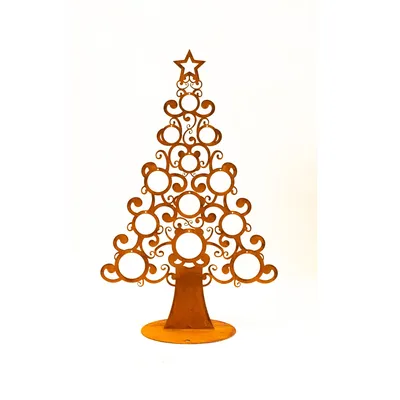 Produktbild von Edelrost deko Weihnachtsbaum massiver Bodenplatte Handmade Qualität Germany Höhe 70 cm Weihnachtsbaum Metall, Rost Tannenbaum, Weihnachtsdeko rostoptik, Metall Weihnachtsbaum groß Verspielt