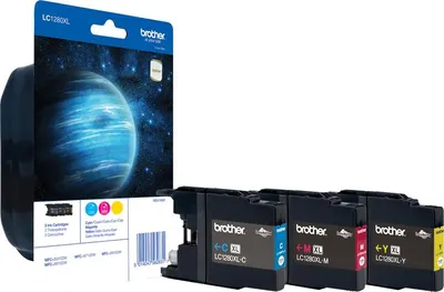 Obrázek produktu pro Brother LC1280XLRBWBP, Azurová, Purpurová, Žlutá, 3 kusů, 1200 str., Balení více kusů