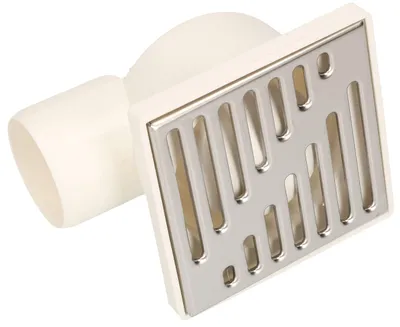 Imagen del producto de Rejilla de desagüe para ducha KOTARBAU® con conexión lateral, tamaño 50 mm, 100 x 100 mm, color blanco