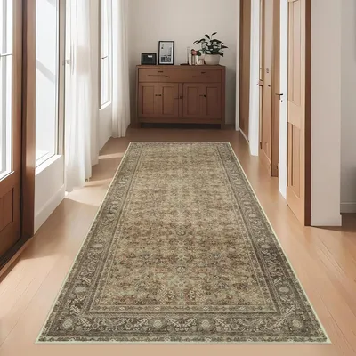 Productafbeelding van Tapijtloper voor de gang, 80 x 200 cm, donkerbruin, met antislipachterkant en wasbaar