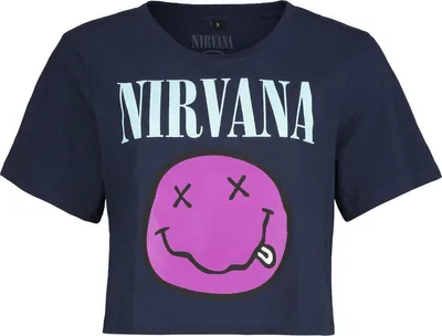 Produktbild von Nirvana T-Shirt Damen Smiley navy Band-Merch, Bands 95% Baumwolle, 5% Elasthan S