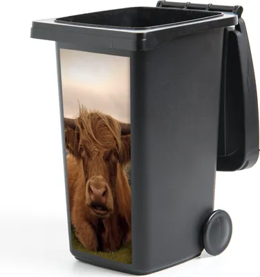 Produktbild von MuchoWow® Mülltonnenaufkleber Schottischer Highlander - Tiere - Berg 44x98 cm - Containeraufkleber - Aufkleber - Mülltonnen-Aufkleber