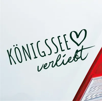 Produktbild von Auto Aufkleber Königssee verliebt Herz See Sea Liebe Car 19x7 cm Dunkelgrün Sticker Heckscheibenaufkleber