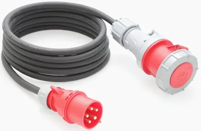 Produktbild von Adapterleitung für Starkstrom CEE Verlängerungskabel H07RN-F 5G6mm² 32A Stecker auf 63A Kupplung zum Anschluss von schweren Maschinen, und Werkzeugen, Größe:25m