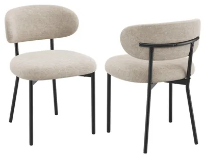 Produktbild von 2er-Set Esszimmerstühle mit Rückenlehne und Metallbeinen – moderne gepolsterte Stoffstühle für Küche, Esszimmer oder Wohnzimmer, Braun