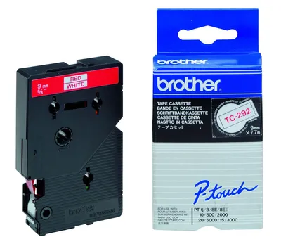 Image de Schriftbandkassette Brother  9mm weiß/rot  TC292