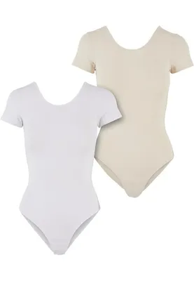Zdjęcie produktu dla Damskie body Urban Classics, wykonane z organicznej, elastycznej dzianiny, zestaw 2 sztuk, kolor: biały + jasnobiały, rozmiar: 3XL