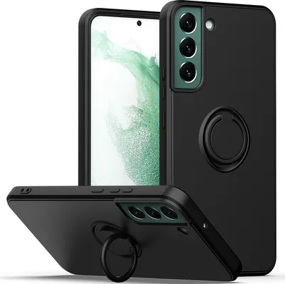 Produktbild von Galaxy S21 FE 5G Handyhülle, Ring Halter Ständer Kratzfeste Weiche Silikon schutzhülle für Samsung Galaxy S21 FE 5G Schwarz