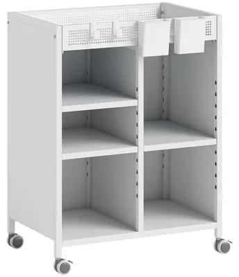 Obrázek produktu pro Regál na kolečkách s nastavitelnými policemi | Barva: bílá | Rozměry: 53 x 34 x 69,5 cm
