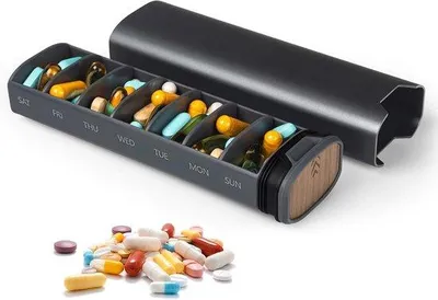 Productafbeelding van 7-daagse pillendozen - Handige pillenorganisatoren voor vitamines, voedingssupplementen en medicijnen