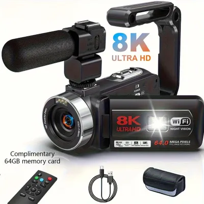 Produktbild von 8K-Videokamera - Camcorder - Vlog-Kamera - Digitalkamera - Nachtsichtkamera - 64-Megapixel-Fotoauflösung