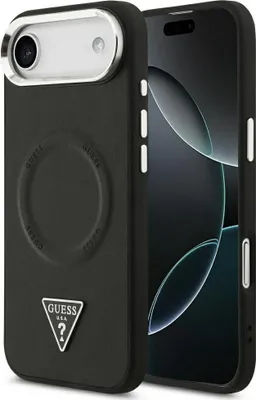 Produktbild von GUESS case passend für IPHONE 17 Air kompatibel mit MagSafe GUHMP17MPSDTSCMK (PU W/ Triangle Logo) black