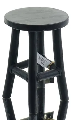 Produktbild von VAN DER LEEDEN Schemel Schwarz Ø 20 cm - Teakholz massiv