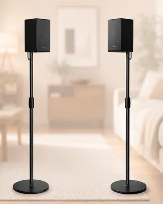 Immagine prodotto di Supporti per altoparlanti - Supporti da pavimento - Acustica ottimale - Regolabili in altezza - Fino a 140 cm - Neri