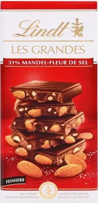 Produktbild von Lindt Les Grandes 31% Mandel-Fleur de Sel Feinherb Tafel 150g