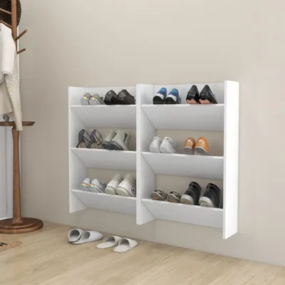 Obrázek produktu pro The Living Store Nástěnné botníky 2 ks. Bílá 60x18x90 cm Materiál na bázi dřeva