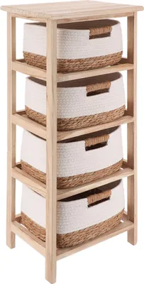 Produktbild von TENDANCE | Badezimmerregal - Badregal - 37 x 27 x 86 cm - Braun-Weiß - Aufbewahrungsregal - mit 4 Ebenen