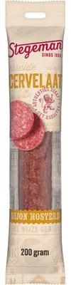 Immagine prodotto di Stegeman Cervelaat con senape di Digione, 200 g - Snack piccante con salsiccia Cervelaat