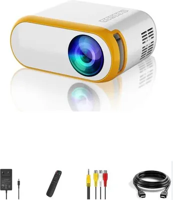 Obrázek produktu pro Mini projektor – streamování do smartphonu – rozlišení 1080p Full HD – projektor – miniaturní – HDMI – USB – bílý – přenosný – vestavěné reproduktory