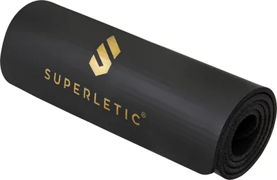 Produktbild von SUPERLETIC Yogamatte & Gymnastikmatte - 0.8/1.0/1.5 cm Dicke,Sportmatte Rutschfest mit Tragegurt, Hautfreundliche Fitnessmatte & Trainingsmatte,Bequem für Muskelkraft, Pilates, schwarz oder grün Farbe