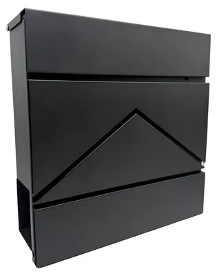 Produktbild von Relaxdays Briefkasten mit Zeitungsfach, HBT: 37 x 37 x 11 cm, DIN C4, wetterfest, 4 Schlüssel, Postkasten, schwarz