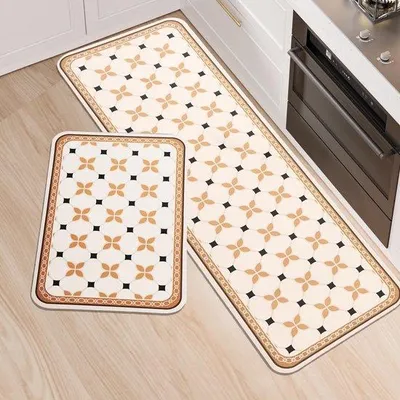 Zdjęcie produktu dla Zestaw 2 mat kuchennych Ibenzoa® – chłonna mikrofibra, antypoślizgowa podkładka z lateksu, wymiary: 43 x 75 cm i 43 x 120 cm