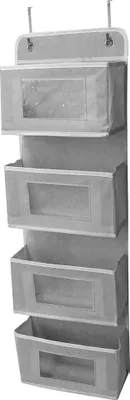Produktbild von INF Hängeorganizer mit 4 Fächern aus Vliesstoff für Kleidung, 101.5x33x5cm Grau