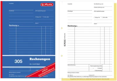 Immagine prodotto di Herlitz Rechnungsbuch A5 305 2x40 Bl. sd. 4er Packung