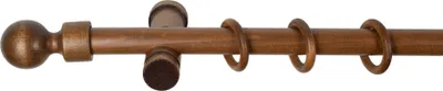 Produktbild von SN Deco - Stilgarnitur Gardinenstange Vorhangstange Giro, Holz, moderner Träger, 28 mm, 1-Lauf, Komplettset mit Ringen, Farbe Walnuss, 180 cm