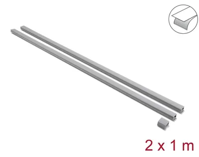 Imagen del producto de Canal de cables autoadhesivo con tapa deslizante, 24 x 14 mm, 1 metro, pack de 2, color gris