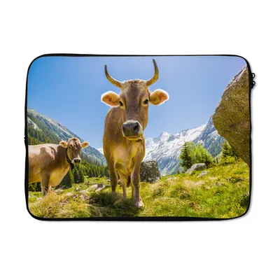 Produktbild von MuchoWow® Laptop Hülle 13 Zoll Kühe - Sonne - Österreich Laptoptasche - Laptophülle - Sleeve - Rundumschutz