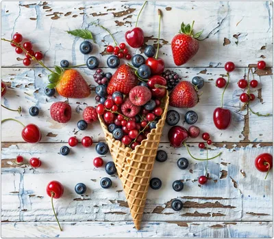 Produktbild von Spritzschutz Herdabdeckplatte Schneidebrett aus Glas Früchte Eiscreme 1-Teilig (60x52cm)