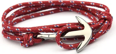 Produktbild von Anker Armband Miniblings Anhänger Kordel Bergsteiger Seil dunkelrot gemustert