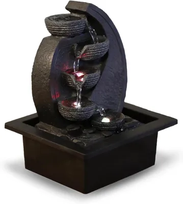 Produktbild von Wasserspiel – Innenbrunnen – Für Entspannung – Mit LED-Beleuchtung – 17 x 21 x 26 cm – Schwarz