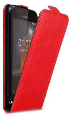 Produktbild von Cadorabo Hülle für Nokia 1 2018 Schutz Hülle in Rot Flip Etui Handyhülle Case Cover