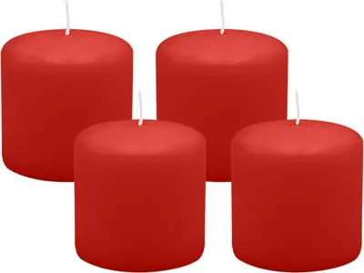 Produktbild von 4er Set Adventskranzkerzen Weihnachtsrot Erdbeere Ø 60 x 80 mm